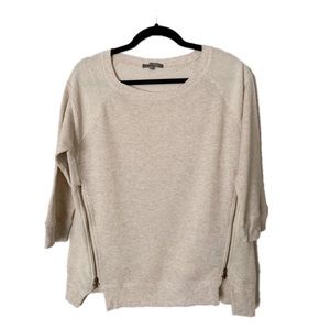 Oatmeal-colored Pullover with Front Zippers